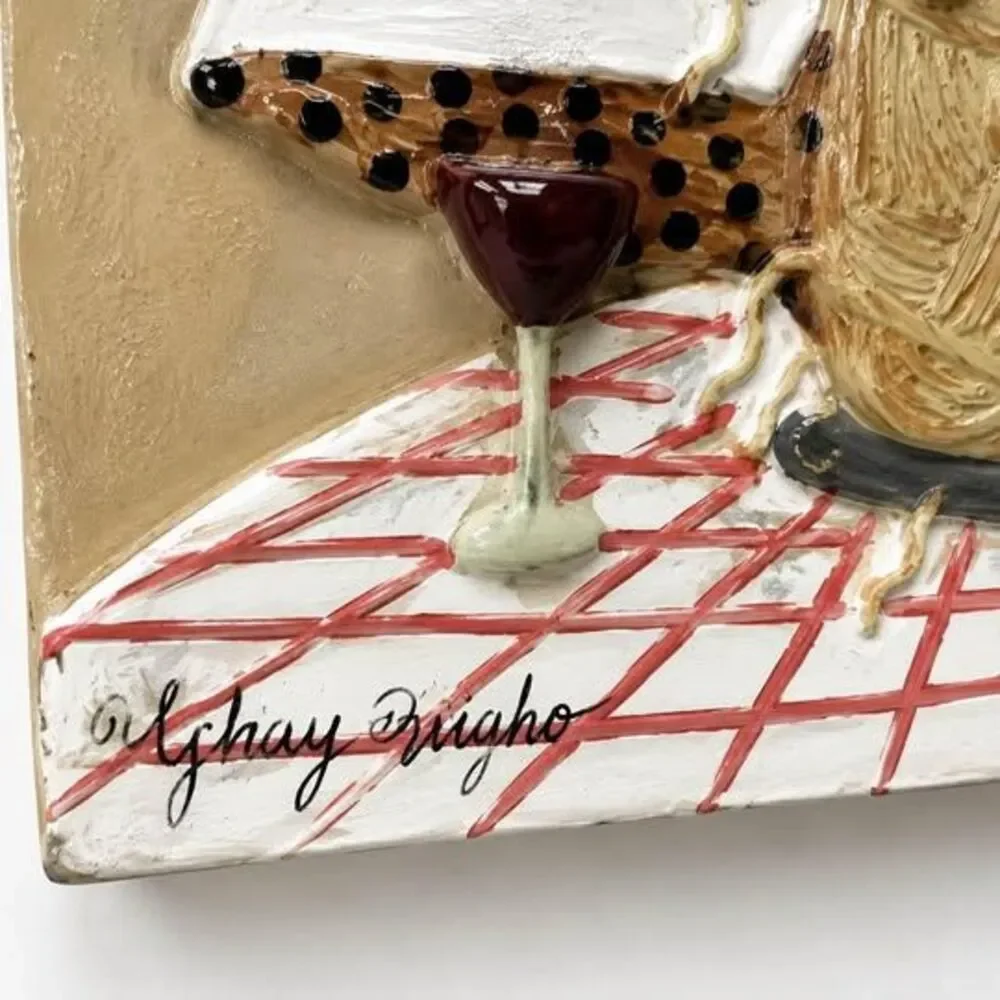 Vintage Sydney Wright Signed Chef Wall Plaque New View 3D Resin Italian Bistro K